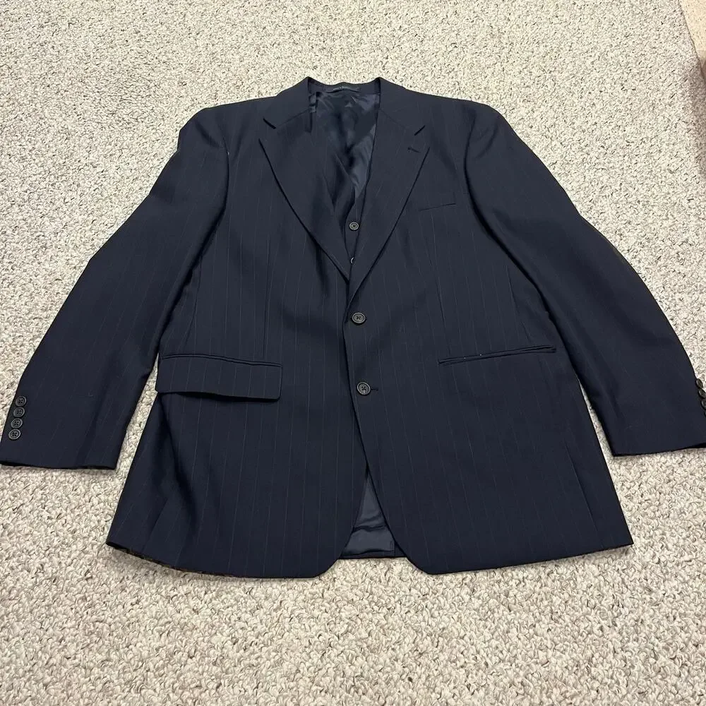Chaps Ralph Lauren Blazer Jacket Vest 44 Tall Navy Blue Preppy Old Money Classic